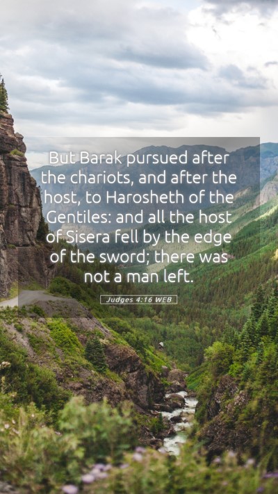 Picture 05 - Judges 4:16 WEB Mobile Phone Wallpaper - But Barak pursued after the chariots, and after - Mobile Bible Verse Wallpaper