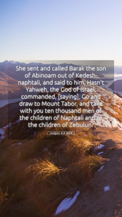 Picture 05 - Judges 4:6 WEB Mobile Phone Wallpaper - She sent and called Barak the son of Abinoam out - Mobile Bible Verse Wallpaper