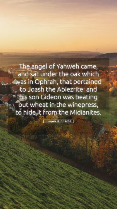 Picture 05 - Judges 6:11 WEB Mobile Phone Wallpaper - The angel of Yahweh came, and sat under the oak - Mobile Bible Verse Wallpaper