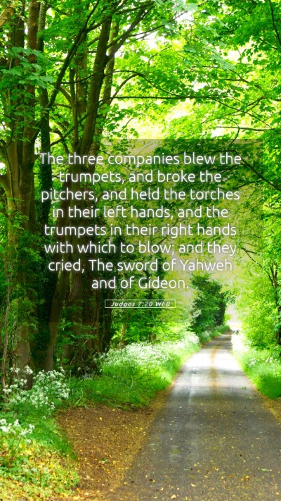 Picture 05 - Judges 7:20 WEB Mobile Phone Wallpaper - The three companies blew the trumpets, and broke - Mobile Bible Verse Wallpaper