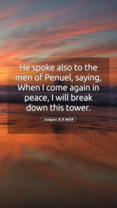 Picture 05 - Judges 8:9 WEB Mobile Phone Wallpaper - He spoke also to the men of Penuel, saying, When - Mobile Bible Verse Wallpaper