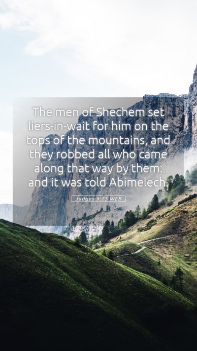 Picture 05 - Judges 9:25 WEB Mobile Phone Wallpaper - The men of Shechem set liers-in-wait for him on - Mobile Bible Verse Wallpaper