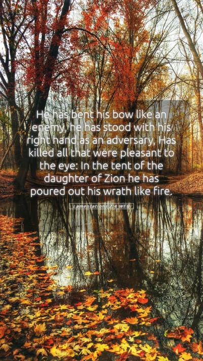 Picture 05 - Lamentations 2:4 WEB Mobile Phone Wallpaper - He has bent his bow like an enemy, he has stood - Mobile Bible Verse Wallpaper