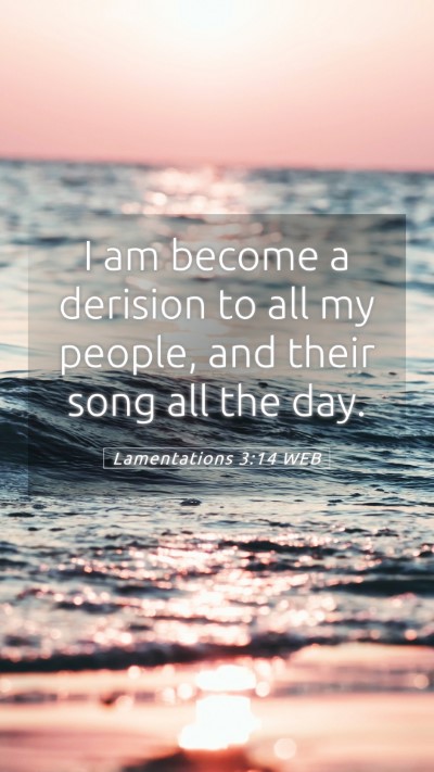 Picture 05 - Lamentations 3:14 WEB Mobile Phone Wallpaper - I am become a derision to all my people, and - Mobile Bible Verse Wallpaper
