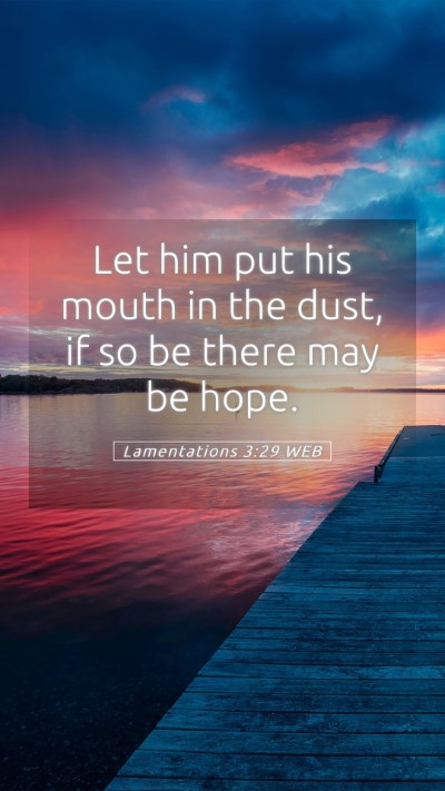 Picture 05 - Lamentations 3:29 WEB Mobile Phone Wallpaper - Let him put his mouth in the dust, if so be there - Mobile Bible Verse Wallpaper