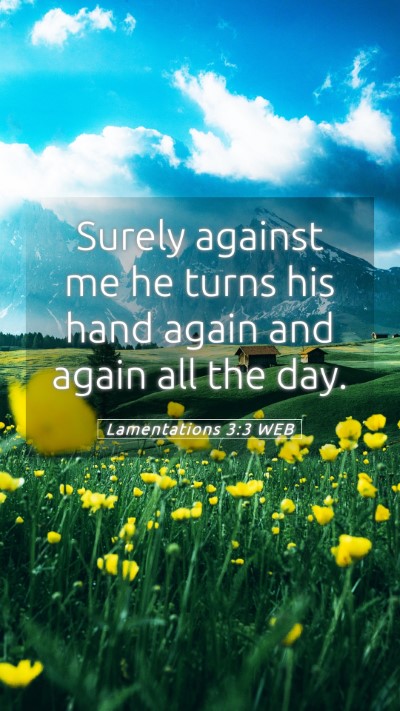 Picture 05 - Lamentations 3:3 WEB Mobile Phone Wallpaper - Surely against me he turns his hand again and - Mobile Bible Verse Wallpaper