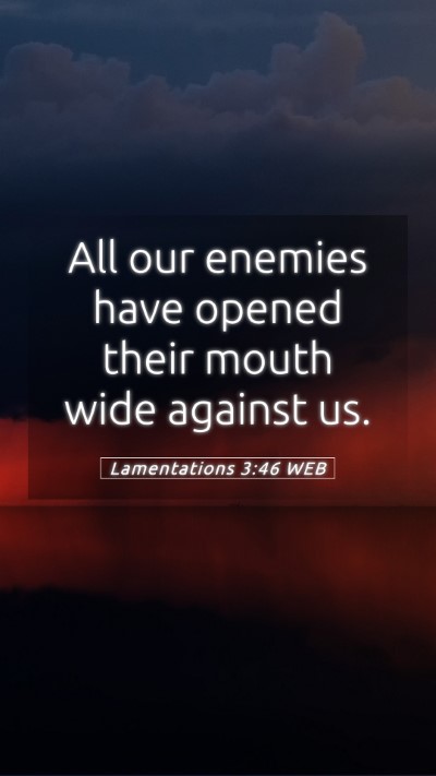 Picture 05 - Lamentations 3:46 WEB Mobile Phone Wallpaper - All our enemies have opened their mouth wide - Mobile Bible Verse Wallpaper