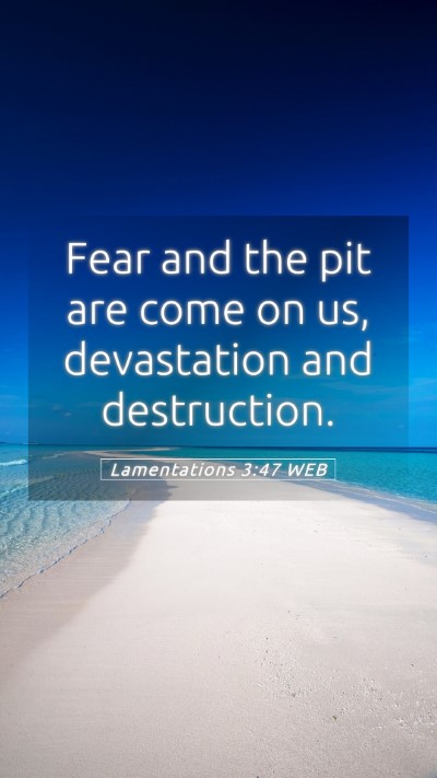 Picture 05 - Lamentations 3:47 WEB Mobile Phone Wallpaper - Fear and the pit are come on us, devastation and - Mobile Bible Verse Wallpaper