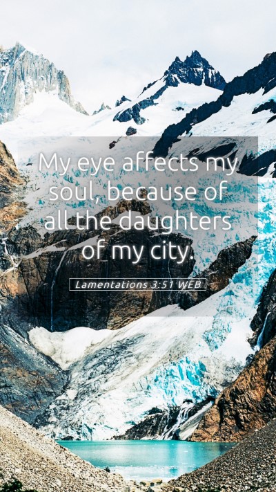 Picture 05 - Lamentations 3:51 WEB Mobile Phone Wallpaper - My eye affects my soul, because of all the - Mobile Bible Verse Wallpaper