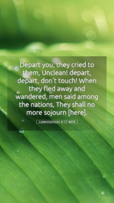 Picture 05 - Lamentations 4:15 WEB Mobile Phone Wallpaper - Depart you, they cried to them, Unclean! depart, - Mobile Bible Verse Wallpaper