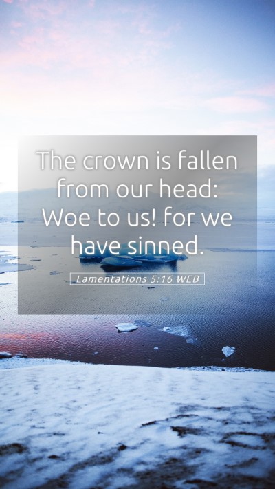Picture 05 - Lamentations 5:16 WEB Mobile Phone Wallpaper - The crown is fallen from our head: Woe to us! for - Mobile Bible Verse Wallpaper