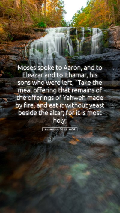 Picture 05 - Leviticus 10:12 WEB Mobile Phone Wallpaper - Moses spoke to Aaron, and to Eleazar and to - Mobile Bible Verse Wallpaper