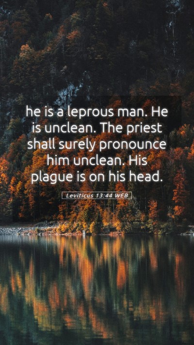 Picture 05 - Leviticus 13:44 WEB Mobile Phone Wallpaper - he is a leprous man. He is unclean. The priest - Mobile Bible Verse Wallpaper