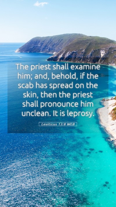 Picture 05 - Leviticus 13:8 WEB Mobile Phone Wallpaper - The priest shall examine him; and, behold, if the - Mobile Bible Verse Wallpaper