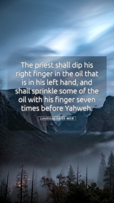 Picture 05 - Leviticus 14:16 WEB Mobile Phone Wallpaper - The priest shall dip his right finger in the oil - Mobile Bible Verse Wallpaper