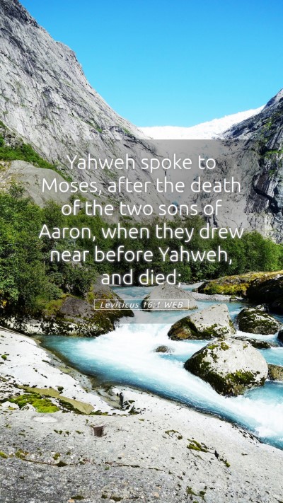 Picture 05 - Leviticus 16:1 WEB Mobile Phone Wallpaper - Yahweh spoke to Moses, after the death of the two - Mobile Bible Verse Wallpaper