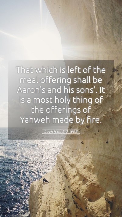 Picture 05 - Leviticus 2:3 WEB Mobile Phone Wallpaper - That which is left of the meal offering shall be - Mobile Bible Verse Wallpaper