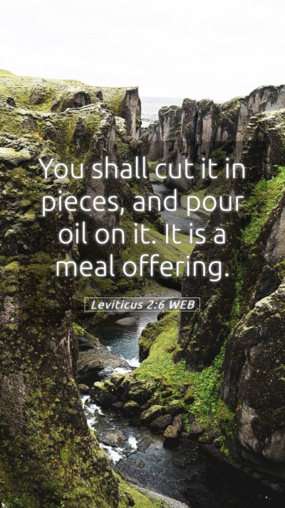 Picture 05 - Leviticus 2:6 WEB Mobile Phone Wallpaper - You shall cut it in pieces, and pour oil on it. - Mobile Bible Verse Wallpaper