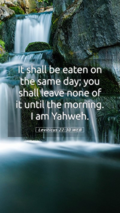 Picture 05 - Leviticus 22:30 WEB Mobile Phone Wallpaper - It shall be eaten on the same day; you shall - Mobile Bible Verse Wallpaper