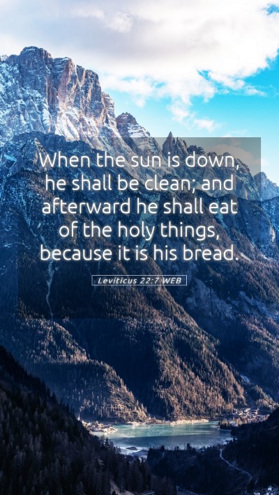 Picture 05 - Leviticus 22:7 WEB Mobile Phone Wallpaper - When the sun is down, he shall be clean; and - Mobile Bible Verse Wallpaper