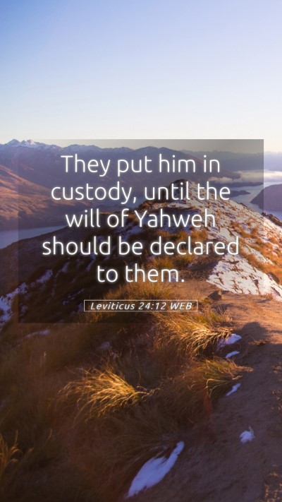 Picture 05 - Leviticus 24:12 WEB Mobile Phone Wallpaper - They put him in custody, until the will of Yahweh - Mobile Bible Verse Wallpaper