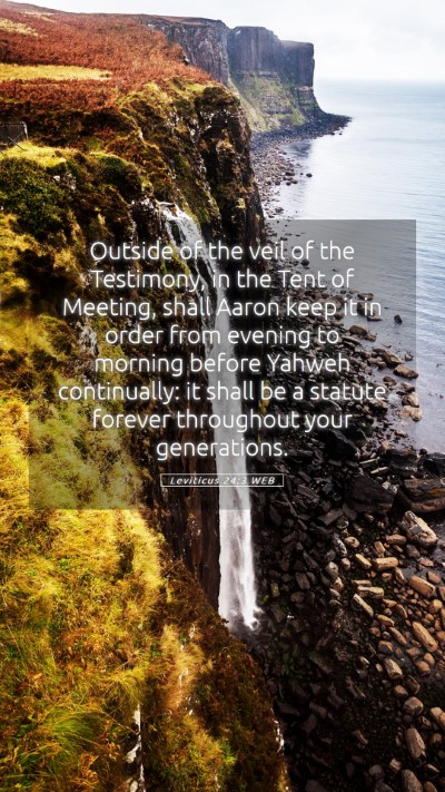 Picture 05 - Leviticus 24:3 WEB Mobile Phone Wallpaper - Outside of the veil of the Testimony, in the Tent - Mobile Bible Verse Wallpaper