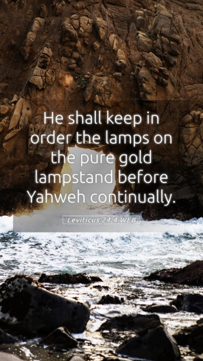 Picture 05 - Leviticus 24:4 WEB Mobile Phone Wallpaper - He shall keep in order the lamps on the pure gold - Mobile Bible Verse Wallpaper