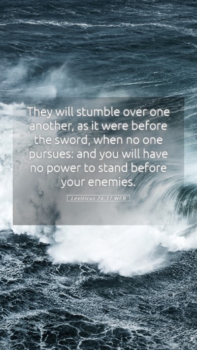 Picture 05 - Leviticus 26:37 WEB Mobile Phone Wallpaper - They will stumble over one another, as it were - Mobile Bible Verse Wallpaper