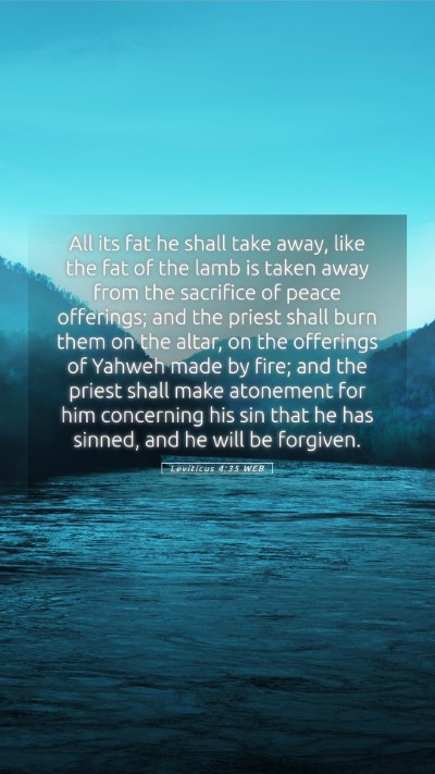 Picture 05 - Leviticus 4:35 WEB Mobile Phone Wallpaper - All its fat he shall take away, like the fat of - Mobile Bible Verse Wallpaper