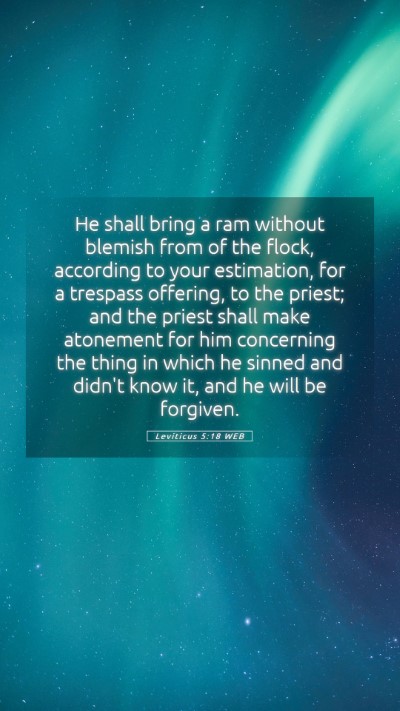 Picture 05 - Leviticus 5:18 WEB Mobile Phone Wallpaper - He shall bring a ram without blemish from of the - Mobile Bible Verse Wallpaper