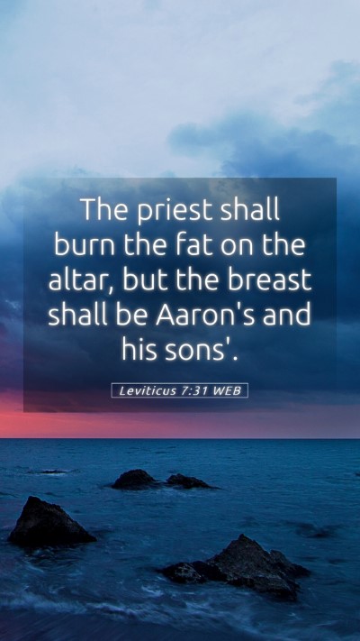 Picture 05 - Leviticus 7:31 WEB Mobile Phone Wallpaper - The priest shall burn the fat on the altar, but - Mobile Bible Verse Wallpaper