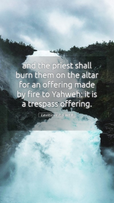 Picture 05 - Leviticus 7:5 WEB Mobile Phone Wallpaper - and the priest shall burn them on the altar for - Mobile Bible Verse Wallpaper
