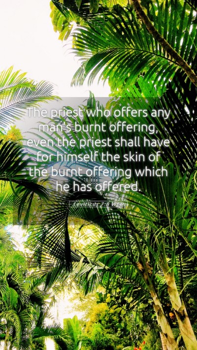 Picture 05 - Leviticus 7:8 WEB Mobile Phone Wallpaper - The priest who offers any man's burnt offering, - Mobile Bible Verse Wallpaper