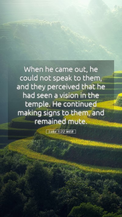 Picture 05 - Luke 1:22 WEB Mobile Phone Wallpaper - When he came out, he could not speak to them, and - Mobile Bible Verse Wallpaper