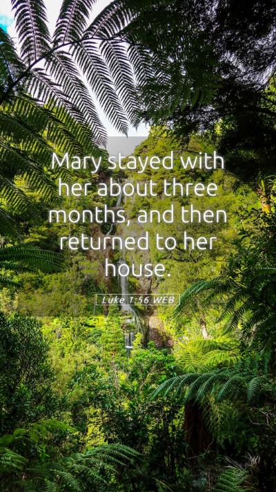 Picture 05 - Luke 1:56 WEB Mobile Phone Wallpaper - Mary stayed with her about three months, and then - Mobile Bible Verse Wallpaper