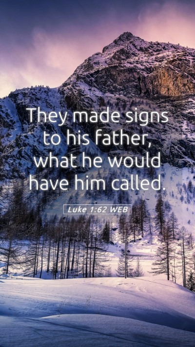 Picture 05 - Luke 1:62 WEB Mobile Phone Wallpaper - They made signs to his father, what he would have - Mobile Bible Verse Wallpaper