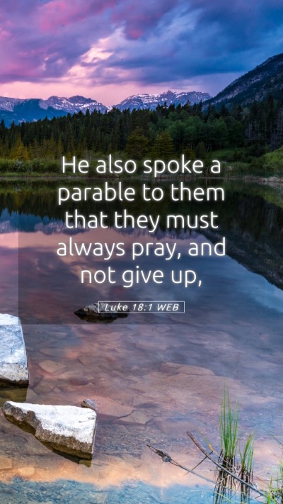 Picture 05 - Luke 18:1 WEB Mobile Phone Wallpaper - He also spoke a parable to them that they must - Mobile Bible Verse Wallpaper