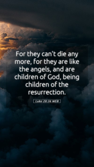 Picture 05 - Luke 20:36 WEB Mobile Phone Wallpaper - For they can't die any more, for they are like - Mobile Bible Verse Wallpaper