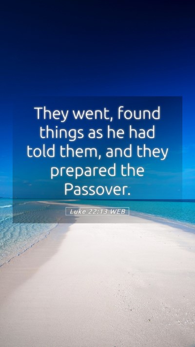 Picture 05 - Luke 22:13 WEB Mobile Phone Wallpaper - They went, found things as he had told them, and - Mobile Bible Verse Wallpaper