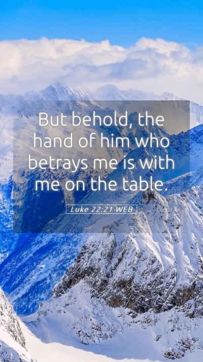 Picture 05 - Luke 22:21 WEB Mobile Phone Wallpaper - But behold, the hand of him who betrays me is - Mobile Bible Verse Wallpaper