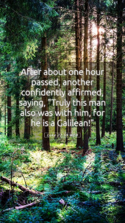 Picture 05 - Luke 22:59 WEB Mobile Phone Wallpaper - After about one hour passed, another confidently - Mobile Bible Verse Wallpaper