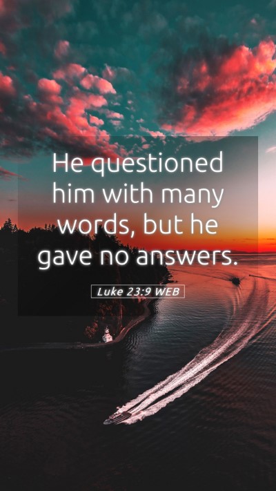 Picture 05 - Luke 23:9 WEB Mobile Phone Wallpaper - He questioned him with many words, but he gave no - Mobile Bible Verse Wallpaper