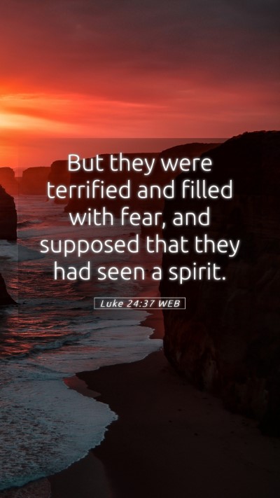 Picture 05 - Luke 24:37 WEB Mobile Phone Wallpaper - But they were terrified and filled with fear, and - Mobile Bible Verse Wallpaper