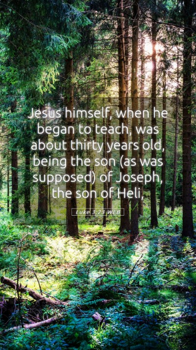 Picture 05 - Luke 3:23 WEB Mobile Phone Wallpaper - Jesus himself, when he began to teach, was about - Mobile Bible Verse Wallpaper