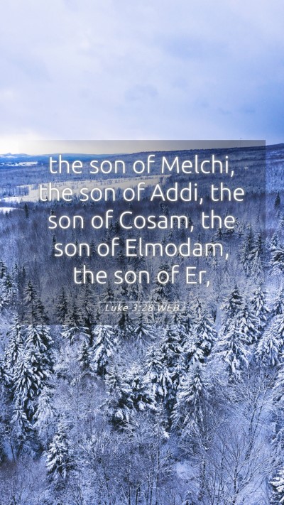 Picture 05 - Luke 3:28 WEB Mobile Phone Wallpaper - the son of Melchi, the son of Addi, the son of - Mobile Bible Verse Wallpaper