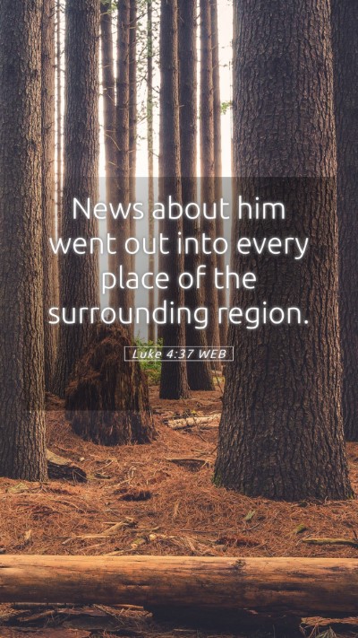 Picture 05 - Luke 4:37 WEB Mobile Phone Wallpaper - News about him went out into every place of the - Mobile Bible Verse Wallpaper