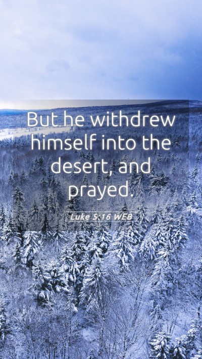 Picture 05 - Luke 5:16 WEB Mobile Phone Wallpaper - But he withdrew himself into the desert, and - Mobile Bible Verse Wallpaper