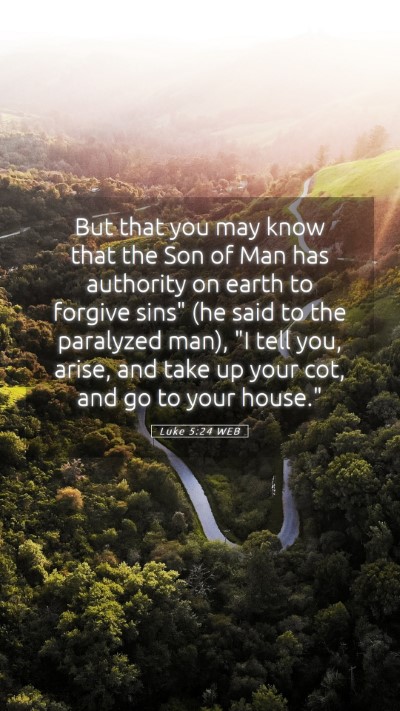 Picture 05 - Luke 5:24 WEB Mobile Phone Wallpaper - But that you may know that the Son of Man has - Mobile Bible Verse Wallpaper