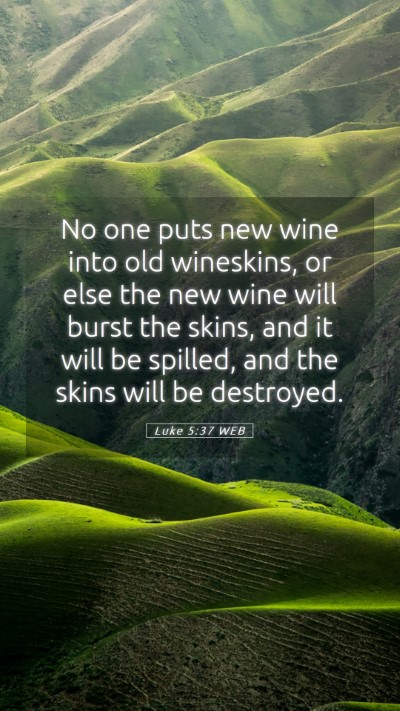 Picture 05 - Luke 5:37 WEB Mobile Phone Wallpaper - No one puts new wine into old wineskins, or else - Mobile Bible Verse Wallpaper