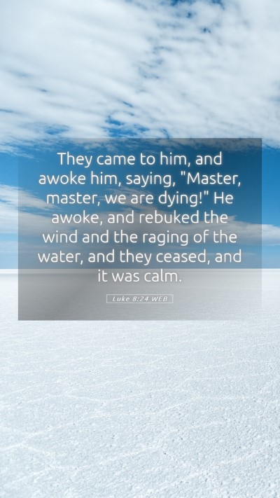 Picture 05 - Luke 8:24 WEB Mobile Phone Wallpaper - They came to him, and awoke him, saying, 
